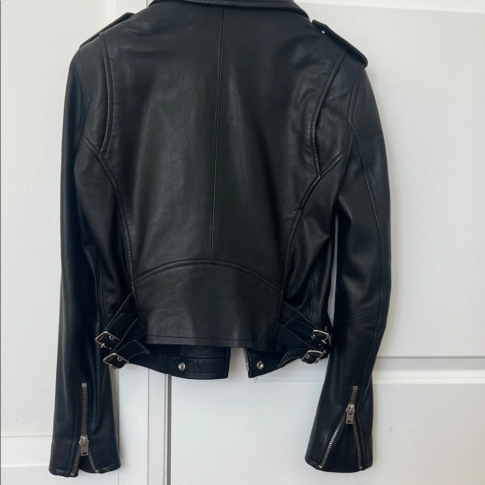 IRO Black Leather Jacket with Silver Accents - Picture 8 of 13